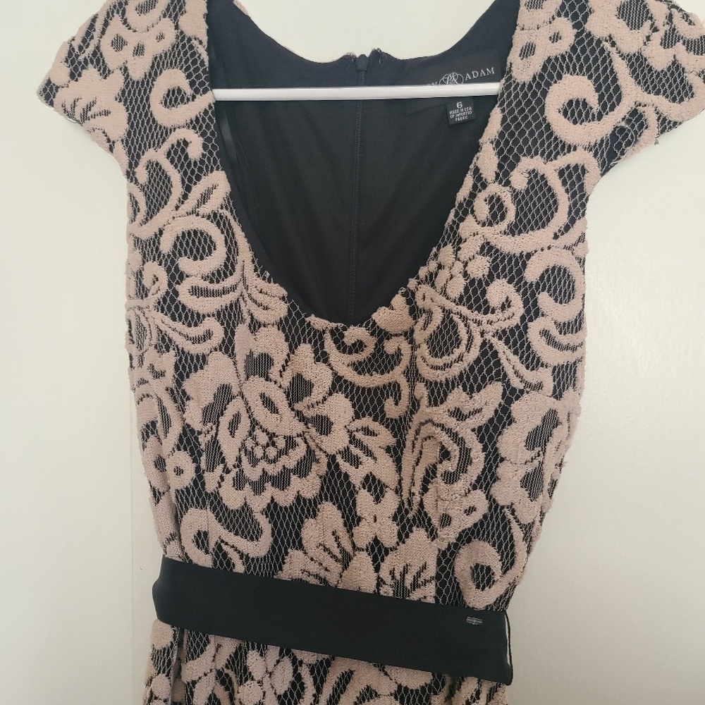 Betsy Adam Lace Mermaid Gown w/ Tie